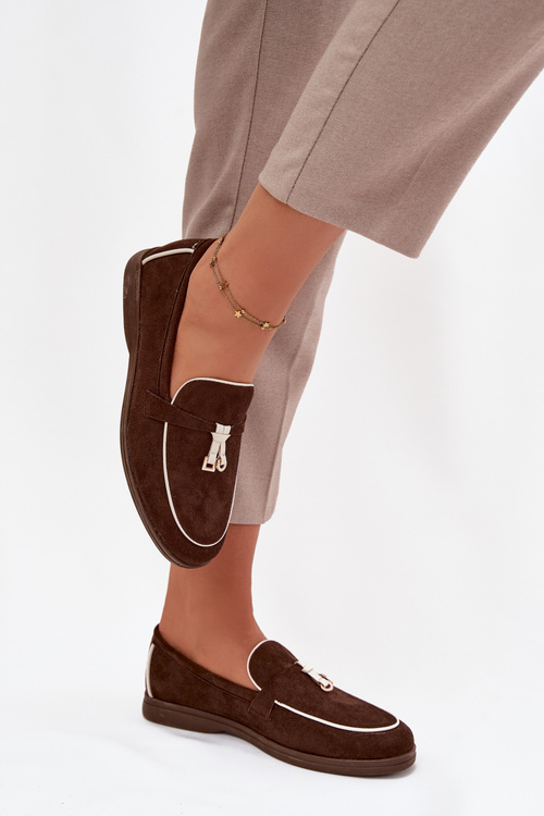 Mokasíny Loafers Ženy Z Eko Zamatové Hnedé Darwen