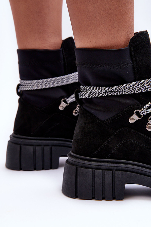 Dámska semišová čipka -Boots Black Acorn