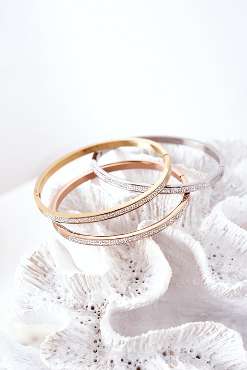 Oceľový náramok so zirkónovými striebro