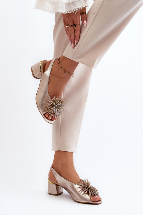 Kožené sandále s ozdobou Laura Messi 2719 Zlaté