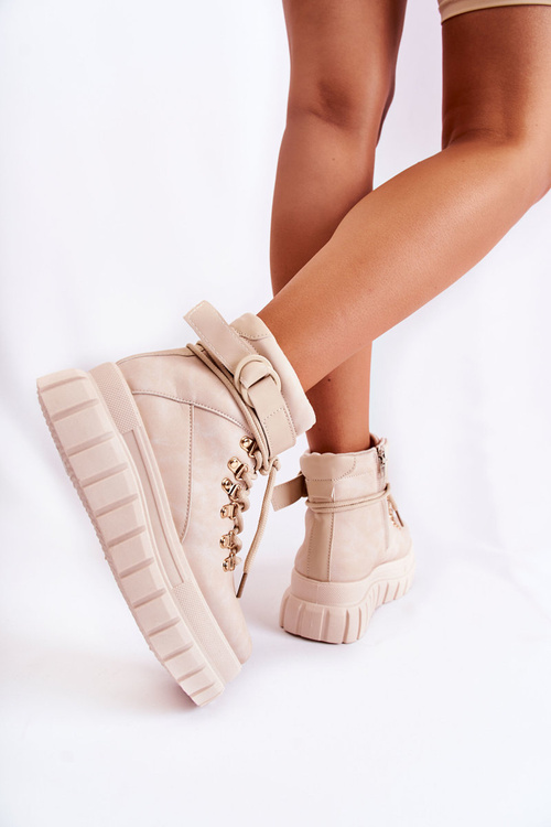 Módní dámské kotníkové boty Svetle béžová La Blanca