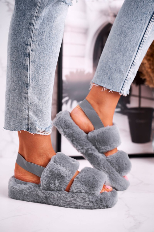 Dámska papci na platforme Grey Cotton Candy