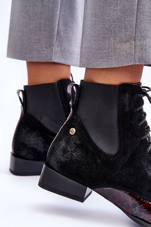 Ploché kožené topánky Maciejka 06200-08 Čierna