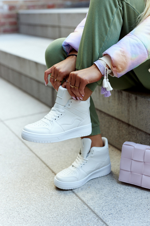 Vysoké dámske biele megithoe športové topánky