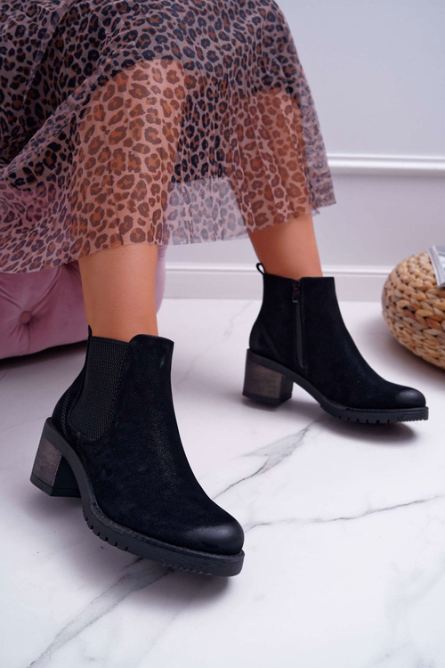 Dámské Kotníkové Boty Na Podpatku Sergio Leone Černé BT702