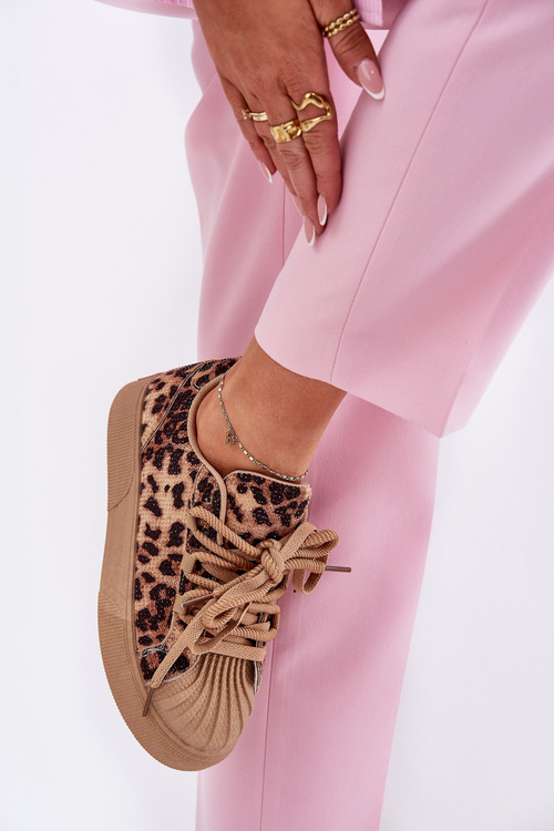 Dámské Tenisky Se Zdobením Na Platformě Leopardí Hnědé Eanneth