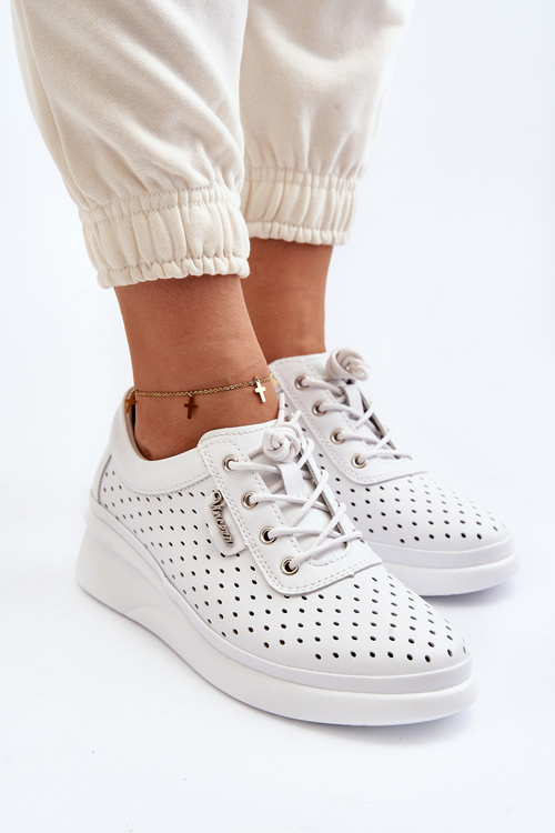 Dámske kožené športové tenisky biele Brumia