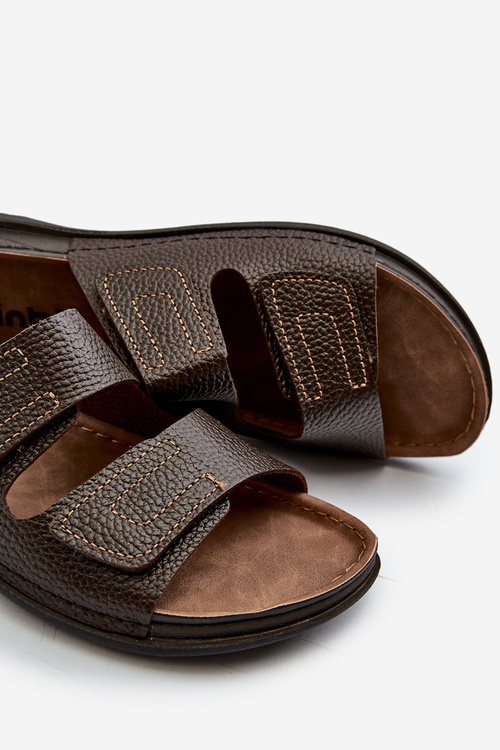 Pohodlné Pánské Sandály S Pásky Na Suchý Zip Inblu GV00002I Hnědobéžové