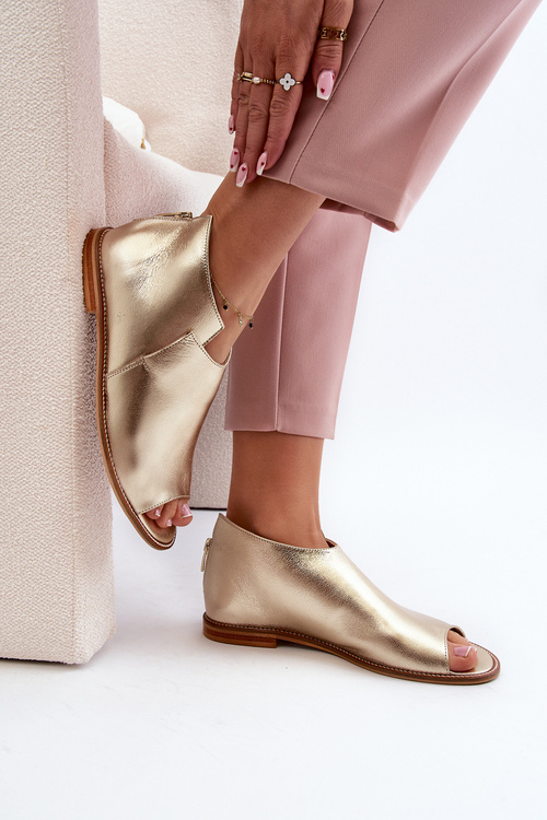 Dámské kožené sandály Laura Messi 2443 Zlaté