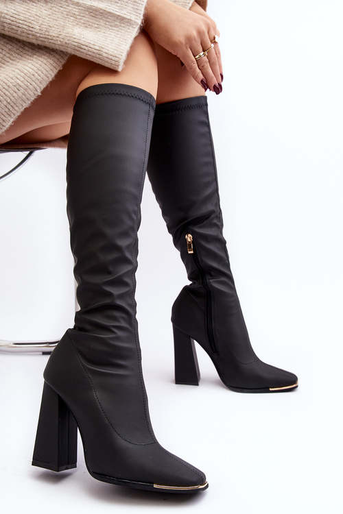 Dámské kozačky na vysokém podpatku černé Rishabh