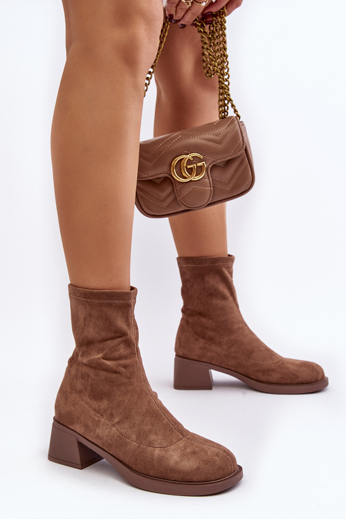 Dámské botky na nízkém podpatku hnědé Aphroteia