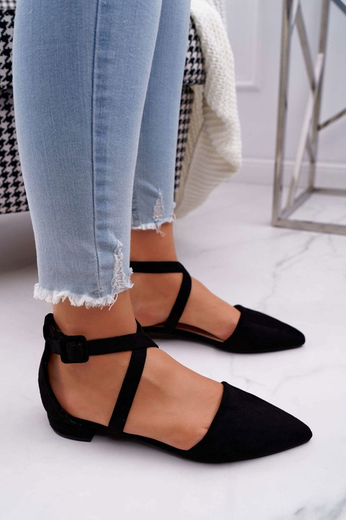 Ženské semišové baleríny v čiernom Vontare Spitz