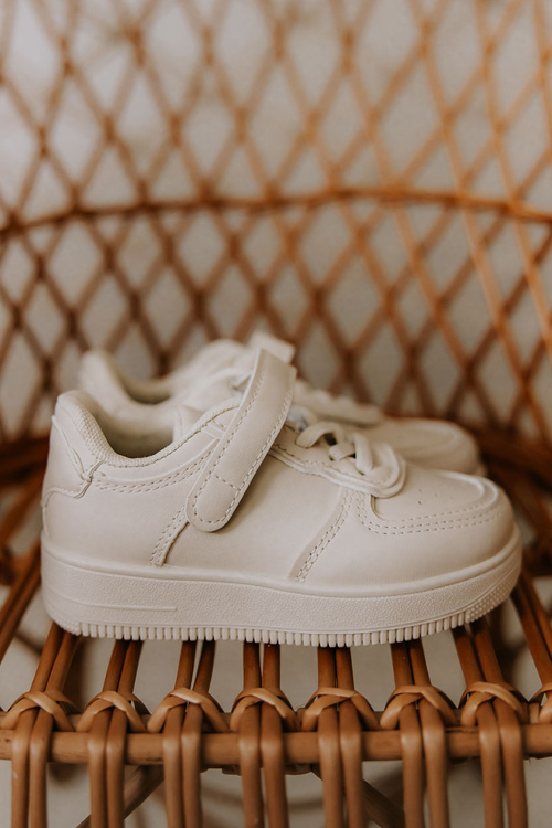 Detské športové topánky pre suchý zips béžové hrnce