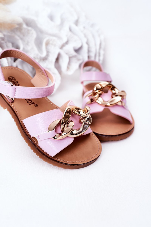 Detské sandále s fialovým buffy reťazcom