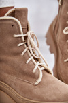 Semišové teplé šněrovací boty Béžove Elisabeth