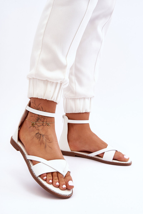 Dámské ploché žabky na zip Bílé Rise Up!