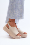 Dámske Kožené Sandále na Platforme D&A SJ2301-2 Beige