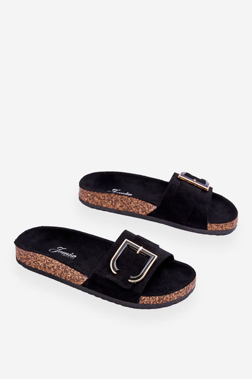 Dámské semišové pantofle na platformě Černá Festil