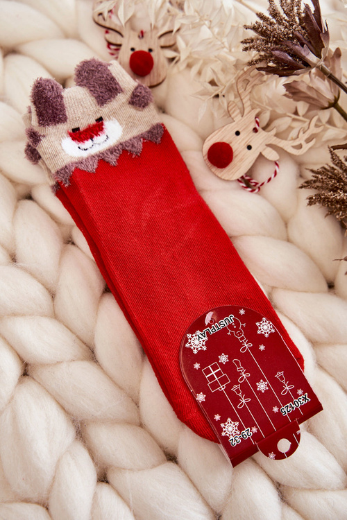 Mládež Hladké Ponožky S Soby červene