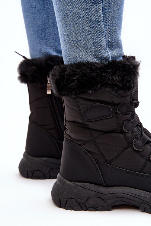 Dámské sněžné boty s kožešinou na zip černé Vittora