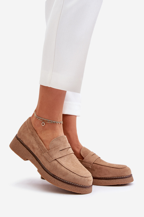 Klasické Dámské Mokasíny Z Eko Semiše Béžové Belania