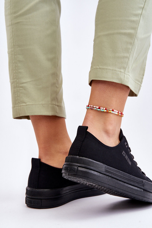 Veľká hviezda LL274967 Čierne tenisky s nízkym drscom