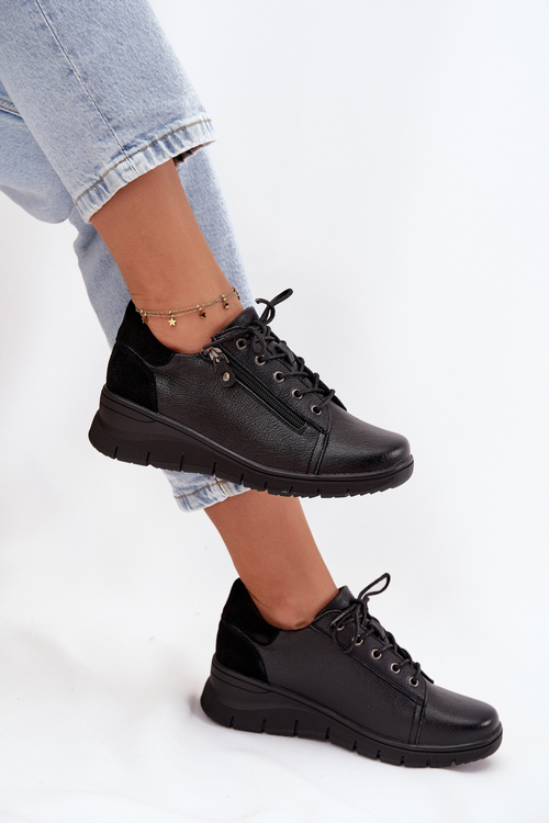 Kožené dámske platformové topánky Vinceza 39964 Čierne