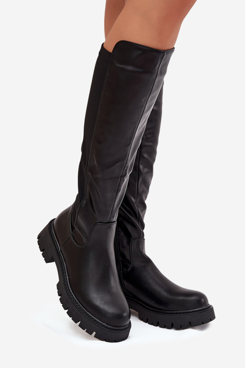 Zateplené dámské kozačky na zip černé Harlina