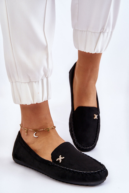 Dámské semišové mokasíny s zdobením Černá Leah