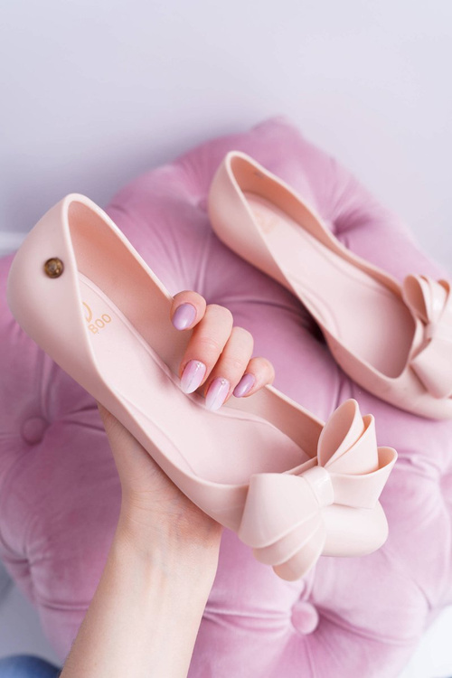 Lu Boo Pink Meliski Rubber Ballerinas Big Bow