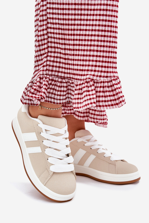 Dámské Sportovní Boty Sneakersy Z Eko Kůže Béžové Ravina