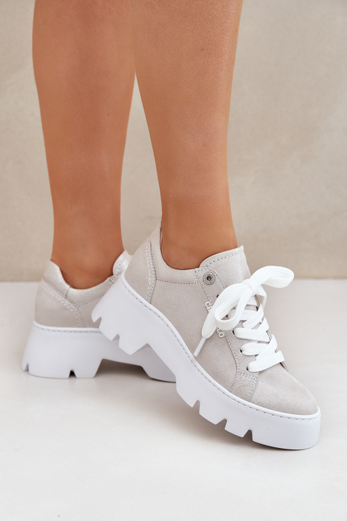 Tenisky Sportovní Boty Na Platformě CheBello 4632 Stříbrné