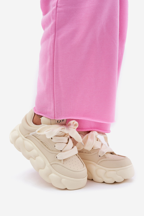 Dámské Kožené Tenisky Na Masivní Platformě GOE RR2N4043 Béžové