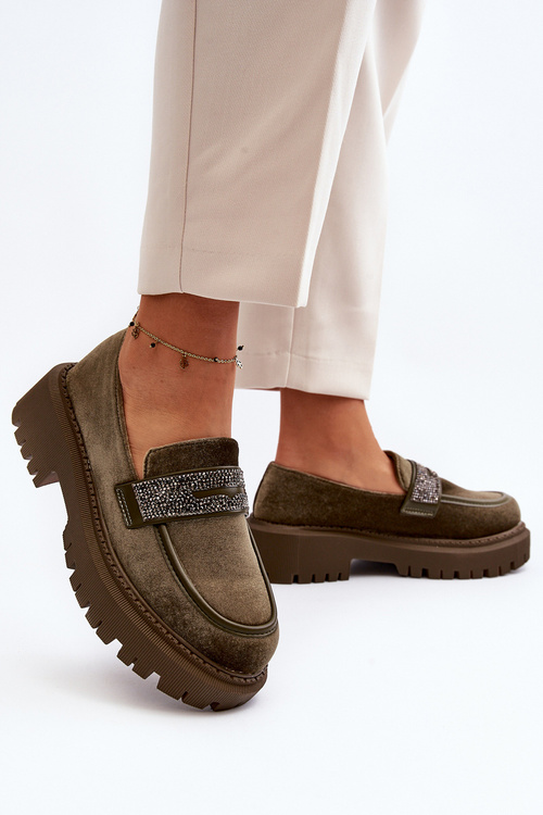 Dámske zamatové mokasíny s ozdobou tmavozelené Wendreda