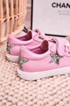 Detské kožené tenisky s hviezdnou veľkou hviezdou DD374104 Pink