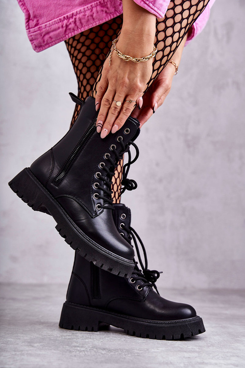 Kožené teplé boty Černé Maria