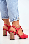 Dámske kožené sandále Maciejka Red 04117