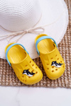 Detské flip -flops žlté kroky s delfínom