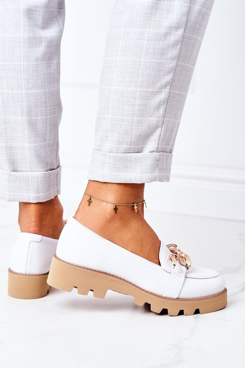 Kožené Mokasiny Lewski Shoes 3040 Bílé