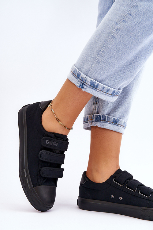 Klasické látkové tenisky na suchý zip Big Star LL274A204 Černé