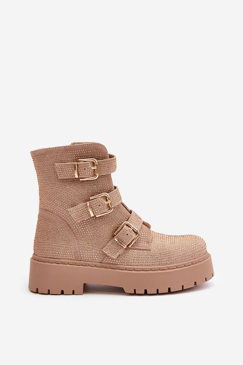 Zateplené dámske čižmy so zdobením béžové Ciascia