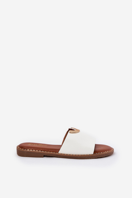 Dámské Pantofle Eko Kůže S Ozdobnými Detaily Bílé Mevith