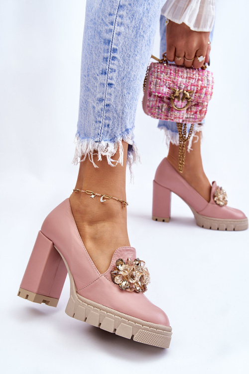 Elegantní lodičky S Ornamentem Hladká růžová Caterine