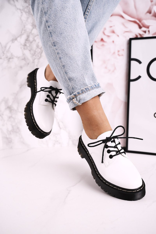 Dámska klasická Oxfordská topánka na platforme S. Barski Hx62 White