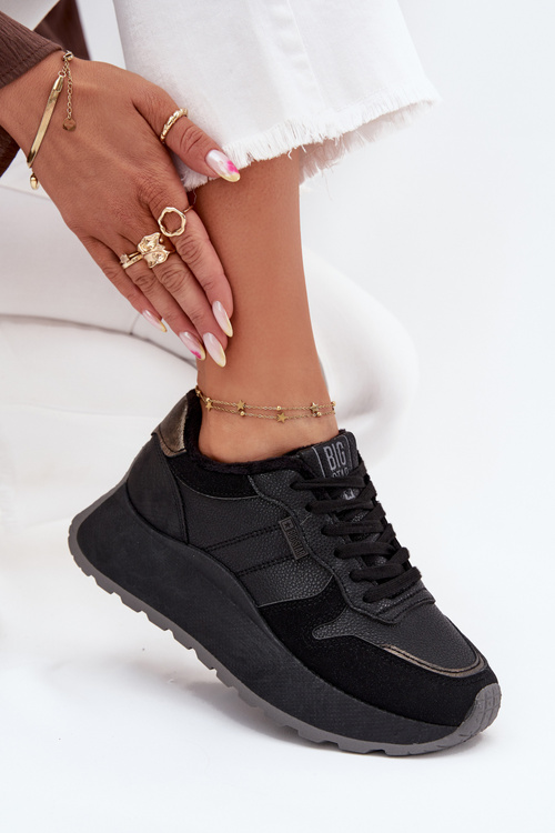 Zateplené dámské sneakers na platformě Big Star SS274007 HI-POLY SYSTEM černé