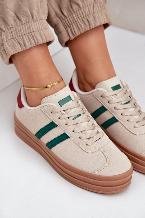 Dámske platformové tenisky v béžovo-zelenej farbe Egelia