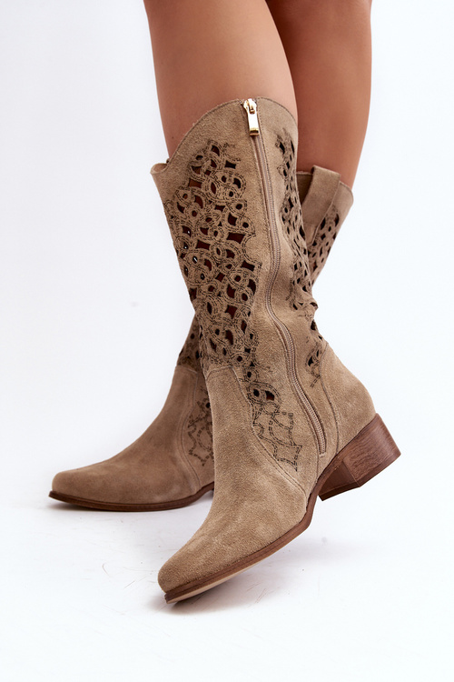 Zazoo 3403 Průsvitné Dámské Boty S Nízkým Podpatkem Bežové