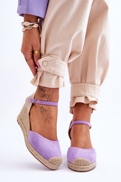 Suede Espadrilky sandály na klínu fialove Cammer 