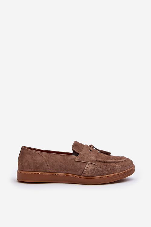 Pánské semišové mokasíny polobotky Zazoo 1566 hnědé