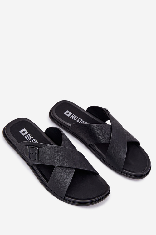 Pánské Kožené Sandały S Přezkou Big Star RR174076 Černé
